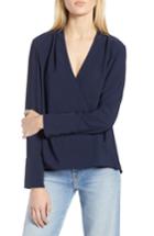 Women's Halogen X Atlantic-pacific Wrap Blouse - Blue