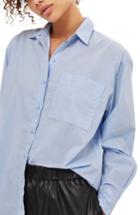 Women's Topshop Olly Oversized Poplin Shirt Us (fits Like 0-2) - Blue