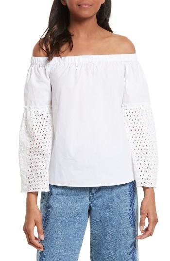 Women's Rebecca Minkoff Stephanie Off The Shoulder Cotton Blouse, Size - White