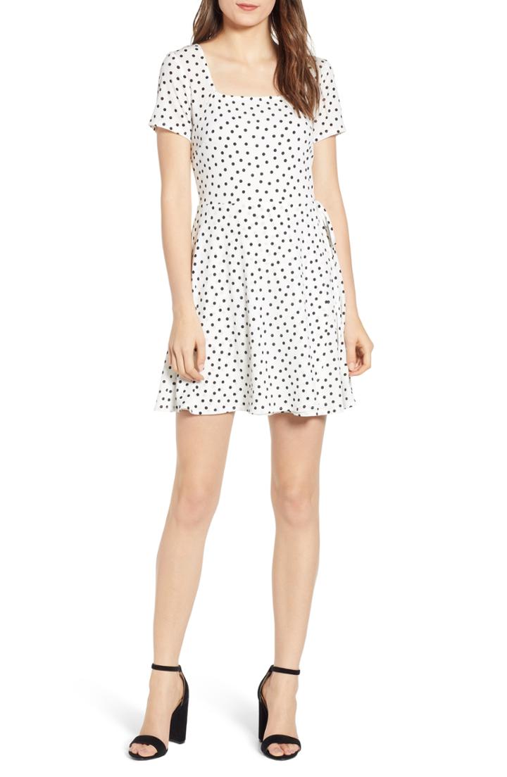 Women's Speechless Square Neck Gauze Minidress - Ivory