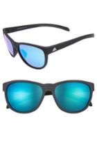 Women's Adidas Wildcharge 57mm Mirrored Sunglasses - Black Matte/ Blue Mirror