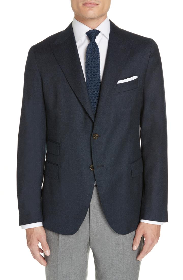 Men's Eleventy Trim Fit Solid Wool Sport Coat Us / 48 Eu R - Blue