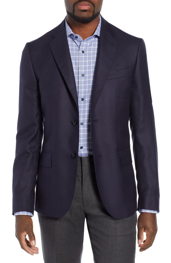 Men's Nordstrom Signature Trim Fit Loro Piana Cashmere Blazer R - Blue