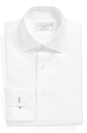 Men's Lorenzo Uomo Trim Fit Herringbone Dress Shirt - 32/33 - White