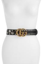 Women's Gucci Gg Marmont Studded Leather Belt - Nero