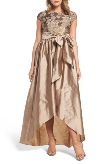 Women's Adrianna Papell Embellished Taffetta High/low Gown - Black