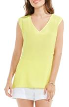 Women's Vince Camuto Mixed Media Top, Size - Green