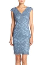Women's Tadashi Shoji Embroidered Tulle Sheath Dress - Blue