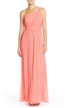 Women's Alfred Sung One-shoulder Shirred Chiffon Gown - Red