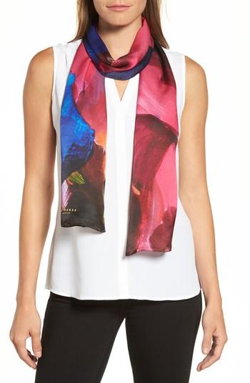 Women's Ted Baker London Impressionist Bloom Silk Skinny Scarf