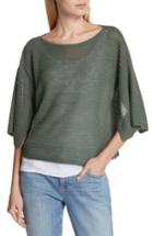Women's Eileen Fisher Slit Sleeve Organic Linen Sweater, Size - Green