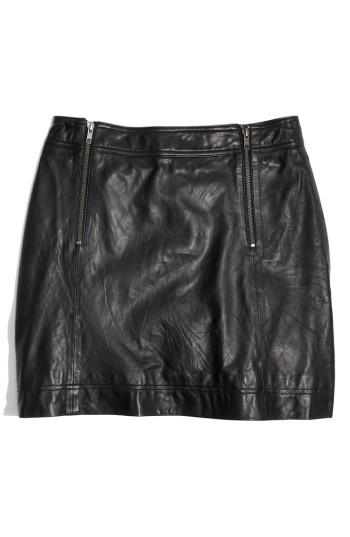 Women's Madewell Leather Uptown Zip Skirt - Black
