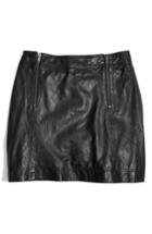 Women's Madewell Leather Uptown Zip Skirt - Black