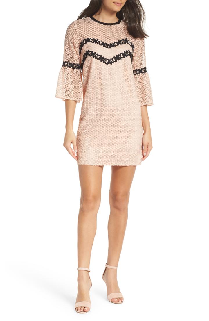 Women's Chelsea28 Bell Sleeve Lace Shift Dress, Size - Pink