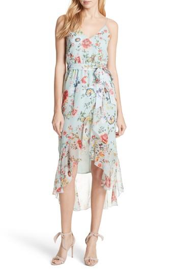 Women's Alice + Olivia Mable Floral Silk Midi Dress - Blue