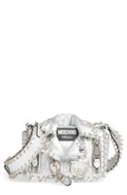 Moschino Small Biker Jacket Pierced Metallic Leather Crossbody Bag -