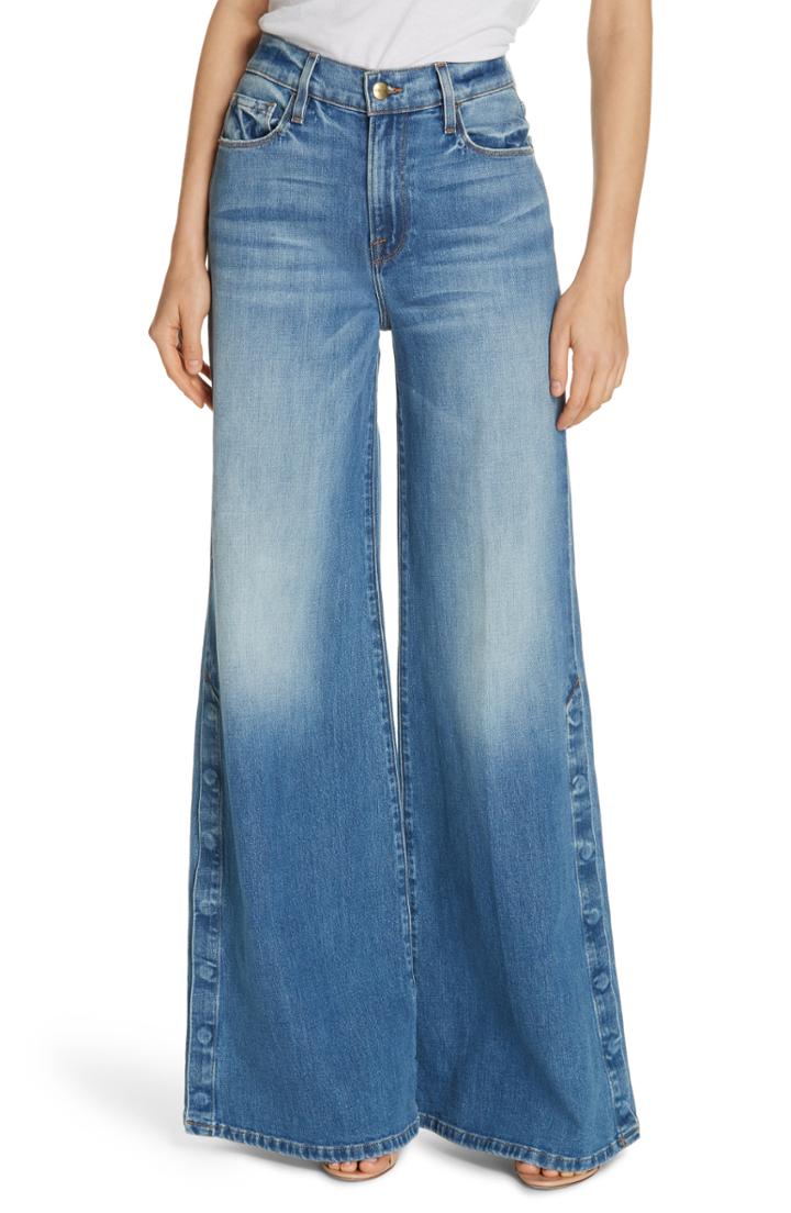Women's Frame Le Palazzo Snap Away Hem Wide Leg Jeans - Blue