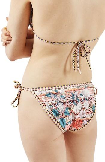 Women's Topshop Floral Geo Tie Bikini Bottoms Us (fits Like 10-12) - Ivory