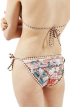 Women's Topshop Floral Geo Tie Bikini Bottoms Us (fits Like 10-12) - Ivory