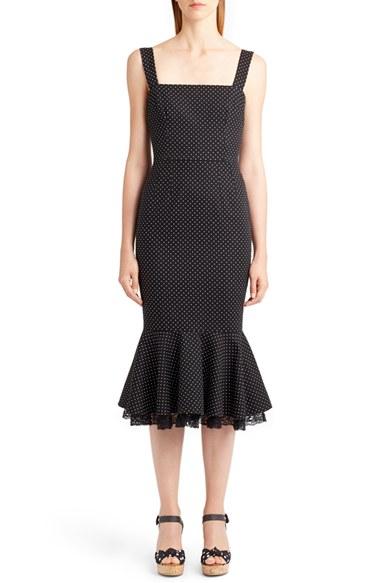 Women's Dolce & Gabbana Polka Dot Flounce Hem Dress