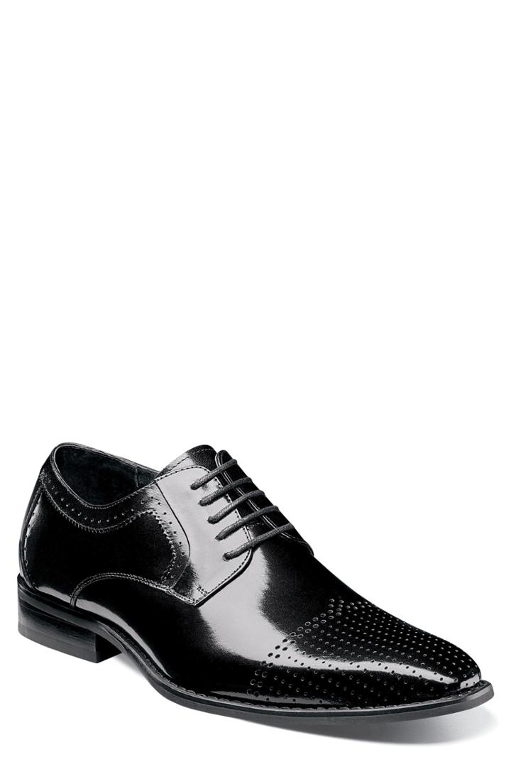 Men's Stacy Adams Sanborn Perforated Cap Toe Derby .5 M - Black