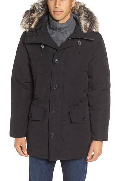 Men's Michael Kors Faux Fur Trim Down & Feather Fill Snorkel Parka