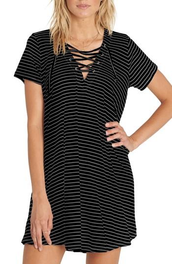 Women's Billabong Long Ago Lace-up T-shirt Dress - Black