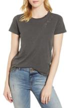 Women's Lucky Brand Lace-up Shoulder Cotton Tee - Black