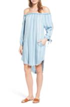Women's Billy T Off The Shoulder Stripe Chambray Dress