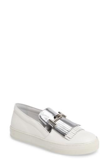 Women's Tod's Double-t Kiltie Fringe Slip-on Sneaker Us / 36eu - White