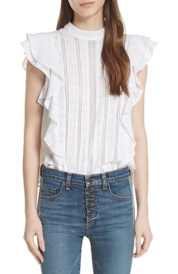 Women's Veronica Beard Sol Ruffle Detail Top - White