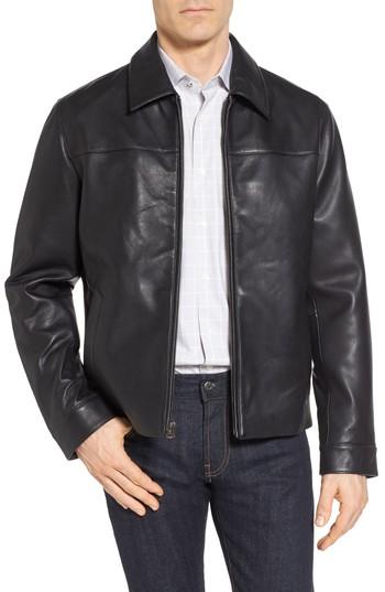 Men's Cole Haan Regular Fit Leather Jacket - Black