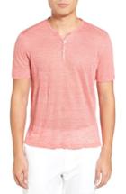 Men's Zachary Prell Carpel Stripe Linen Knit Henley, Size - Pink