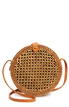 Street Level Woven Canteen Crossbody Bag - Beige