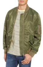Men's Frame Slim Fit Nylon Bomber Jacket, Size - Green