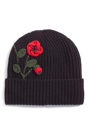 Women's Kate Spade New York Crochet Poppy Beanie - Black