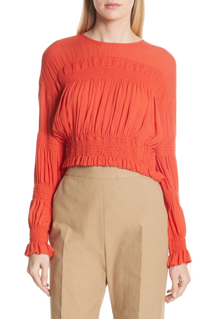 Women's Rachel Comey Penta Smocked Blouse - Coral