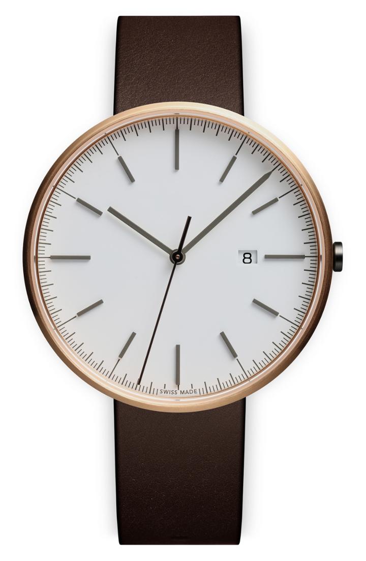 Men's Uniform Wares M-line Leather Strap Watch, 40mm