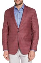 Men's David Donahue Arnold Classic Fit Plaid Wool Sport Coat R - Red