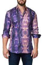 Men's Maceoo Print Trim Fit Sport Shirt (s) - Purple