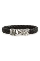 Men's King Baby Braided Leather Bracelet With Dragon Clasp
