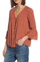 Women's Madewell Veranda Bell Sleeve Shirt, Size - Orange