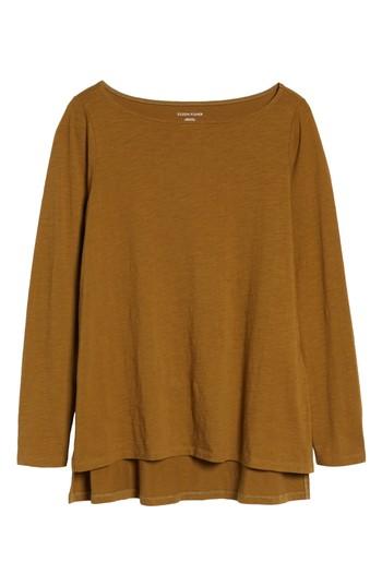 Women's Eileen Fisher Bateau Neck Top, Size - Metallic