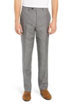 Men's John W. Nordstrom Torino Flat Front Solid Linen Trousers - Grey