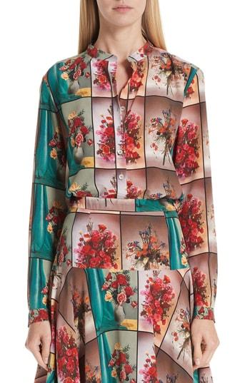 Women's Stella Mccartney Vase Print Silk Blouse Us / 38 It - Ivory