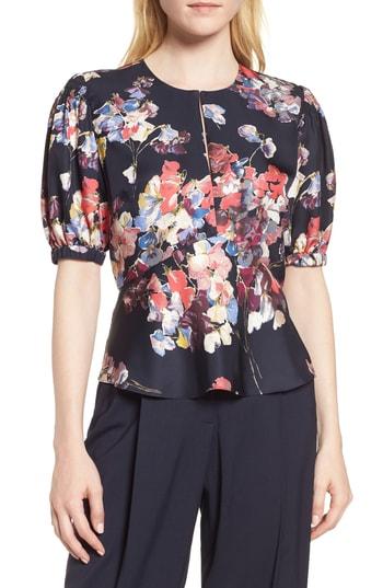 Women's Lewit Puffed Sleeve Print Top - Blue