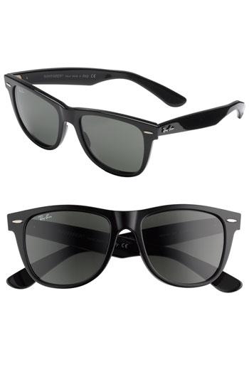 Men's Ray-ban 'classic Wayfarer' 50mm Polarized Sunglasses - Black/ Green P