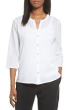 Women's Eileen Fisher Check Textured Blouse - White