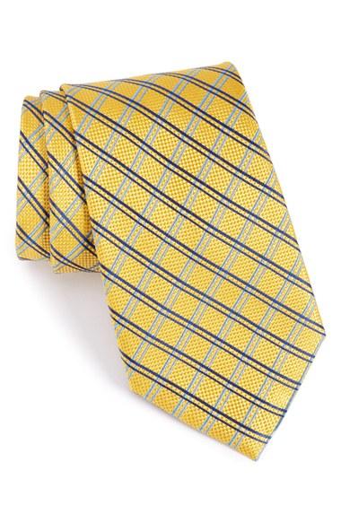 Men's Nordstrom Men's Shop Grid Silk Tie, Size - Metallic
