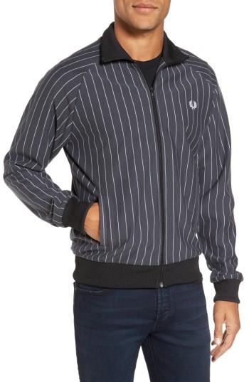 Men's Fred Perry Pinstripe Track Jacket, Size - Black